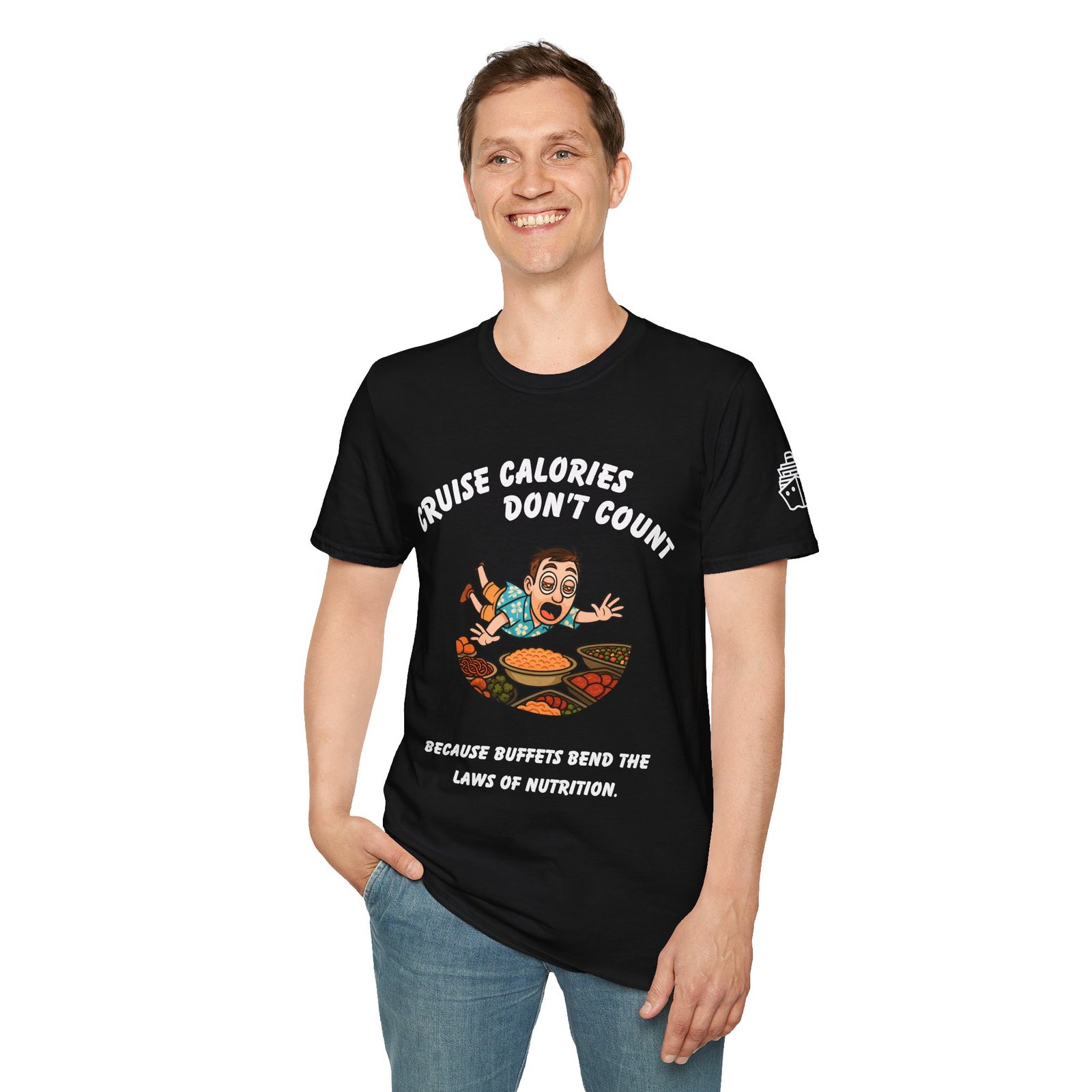Cruise Calories Don't Count <br> Because Buffets Bend the Laws of Nutrition <br><br> Cruise Tee - Men's Women Unisex T-ShirtV005-M - Image 4