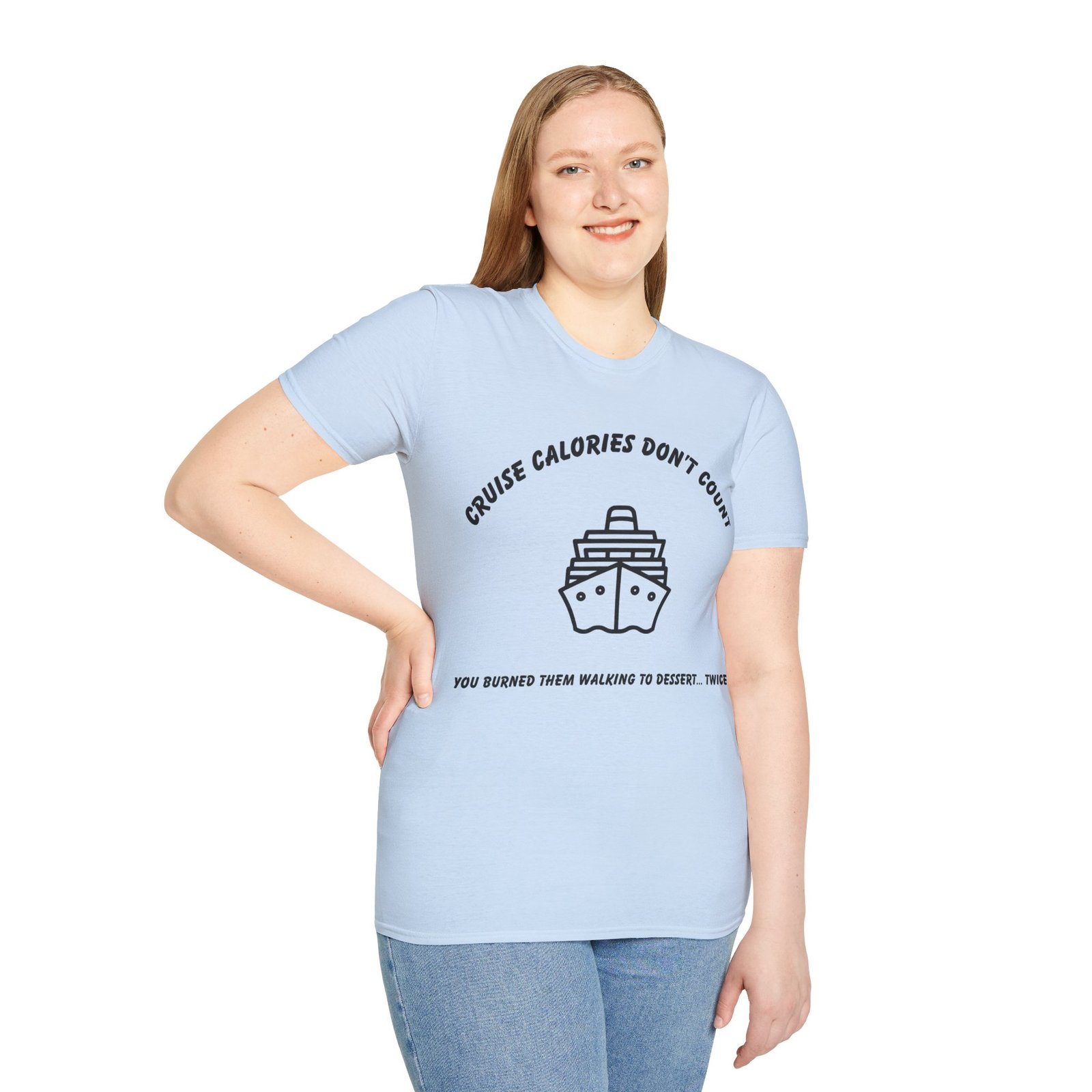 Cruise Calories Don't Count - <br> You Burned Them Walking to Dessert... Twice <br><br> Softstyle Cruise Tee - Men's Women Unisex T-Shirt CCDC011 - Image 18
