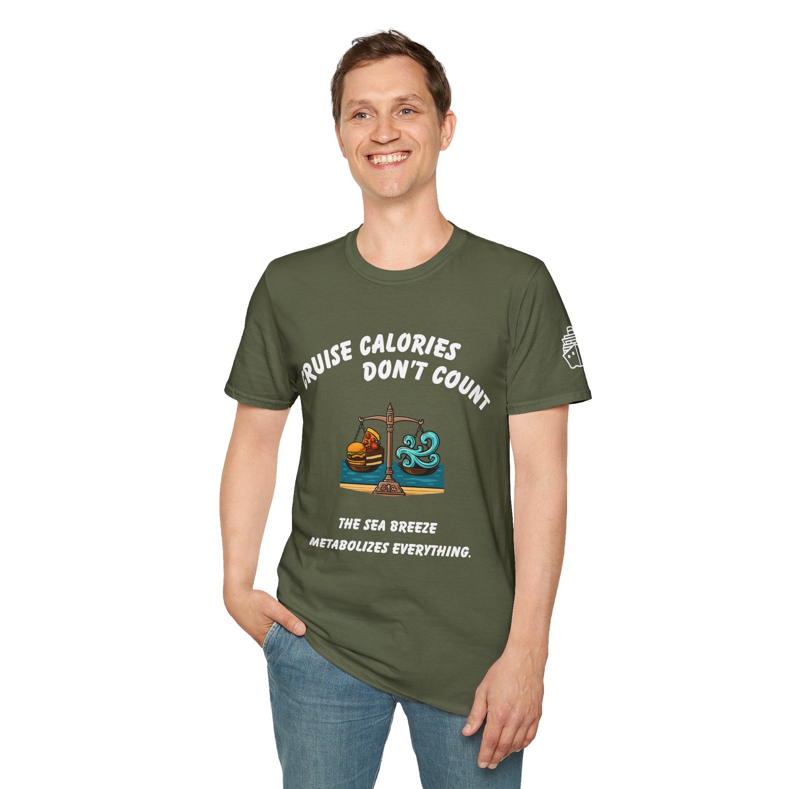 CRUISE CALORIES DON'T COUNT - <br> The Sea Breeze Metabolizes Everything. <br><br> Cruise Tee - Men's Women Unisex T-Shirt V009-S - Image 13
