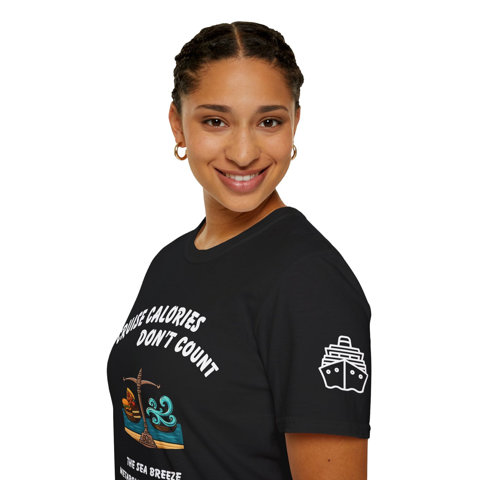 CRUISE CALORIES DON'T COUNT - <br> The Sea Breeze Metabolizes Everything. <br><br> Cruise Tee - Men's Women Unisex T-Shirt V009-S - Image 5