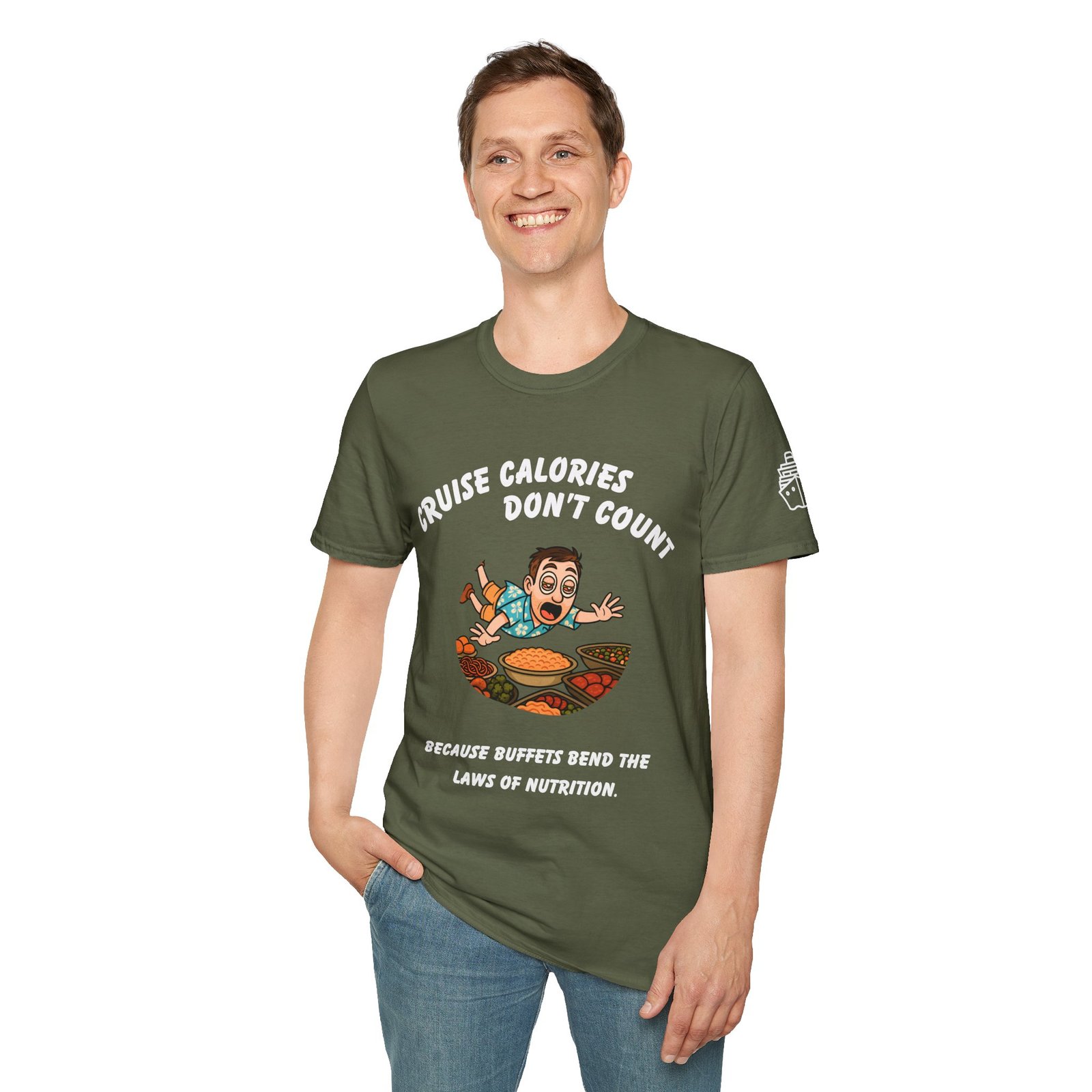 Cruise Calories Don't Count <br> Because Buffets Bend the Laws of Nutrition <br><br> Cruise Tee - Men's Women Unisex T-ShirtV005-M - Image 8