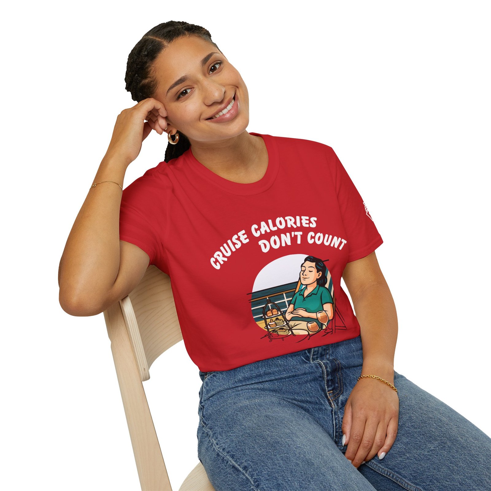 Cruise Calories Don't Count <br> They're Offset by Deck Chair Lounging <br><br> Cruise Tee - Men's Women Unisex T-Shirt V004-F - Image 12