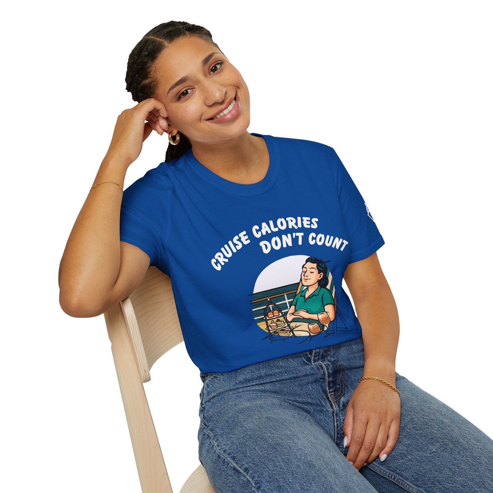 Cruise Calories Don't Count <br> They're Offset by Deck Chair Lounging <br><br> Cruise Tee - Men's Women Unisex T-Shirt V004-F - Image 8